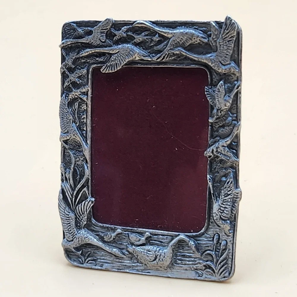 Arthur Court 1990 Vintage Mini Photo Picture Frame Goose Outdoor Geese Pewter